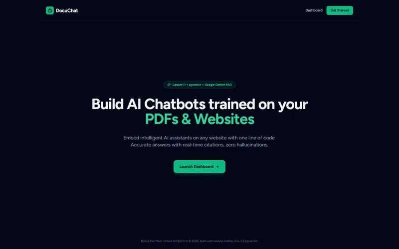 Screenshot of DocuChat, multi-tenant enterprise rag chatbot, built by Anshuman Verma